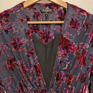 rag & bone - Eloise Floral Gathered Devoré-Velvet Dress - Size 2